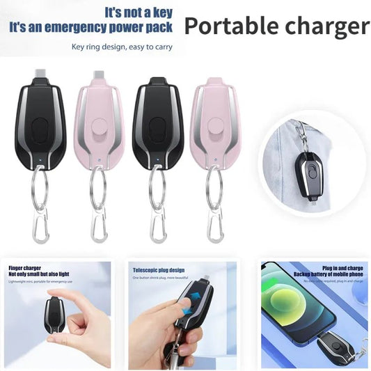 Android Keychain Phone Charger Emergency Power Banks Retractable Plug Power Fast Charging