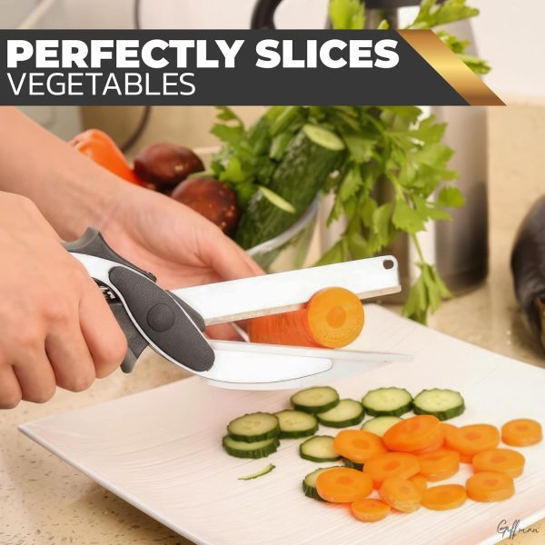 2 In 1 Clever Cutter Kitchen Scissors Quick Vegetable Cutter Vegetable Chopper / Fruit Cutter Tools Vegetable Slicer Food Chopper