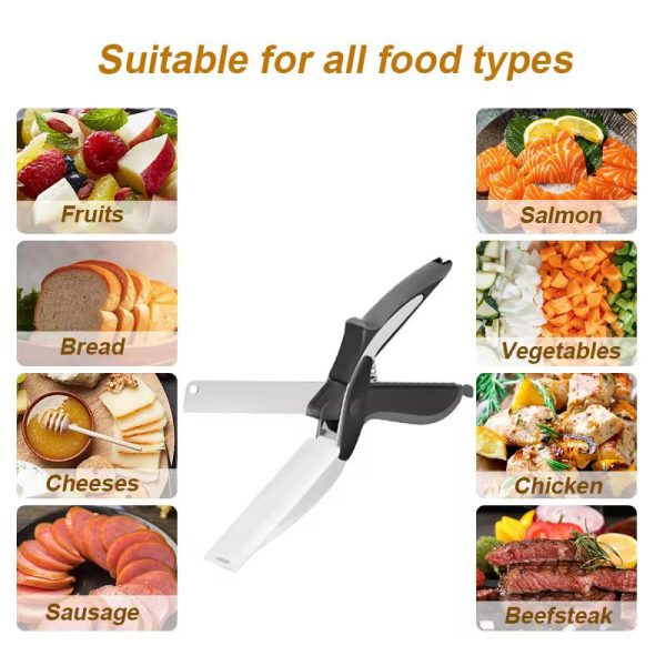 2 In 1 Clever Cutter Kitchen Scissors Quick Vegetable Cutter Vegetable Chopper / Fruit Cutter Tools Vegetable Slicer Food Chopper