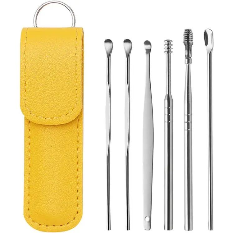 Ear Wax Cleaning Kit, 6 Pcs Ear Pick Tools, Wax Removal Kit, Ear Cleaning Tool Set, Spring Earwax Cleaner Tool for Children and Adult