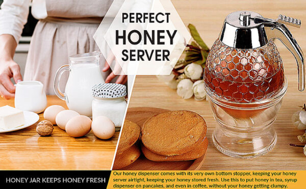 Honey Dispenser Juice Syrup Pot Jar For Kitchen Bee Drip Storage 200ml