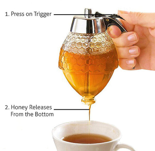 Honey Dispenser Juice Syrup Pot Jar For Kitchen Bee Drip Storage 200ml