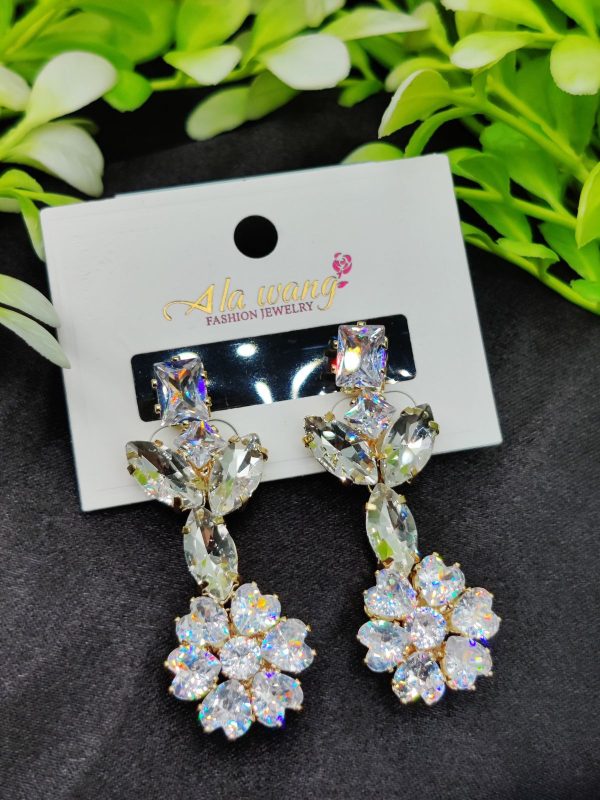 Imported Radiant Blossom Drop Earrings – Sparkle In Elegance | Luxury Fashion Look Earring For Girls | Artificial Earrings For Women