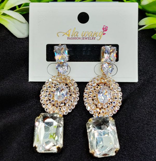 Imported Radiant Elegance Crystal Drop Earrings | Artificial Earrings For Girls & Women