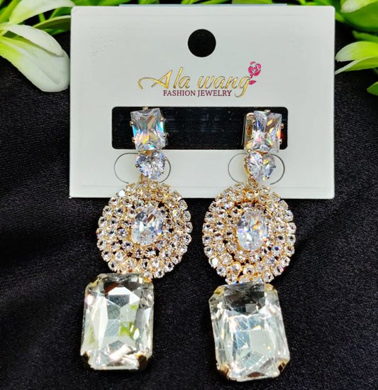 Imported Radiant Elegance Crystal Drop Earrings | Artificial Earrings For Girls & Women