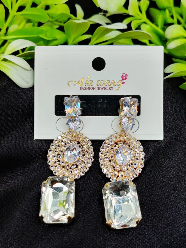 Imported Radiant Elegance Crystal Drop Earrings | Artificial Earrings For Girls & Women