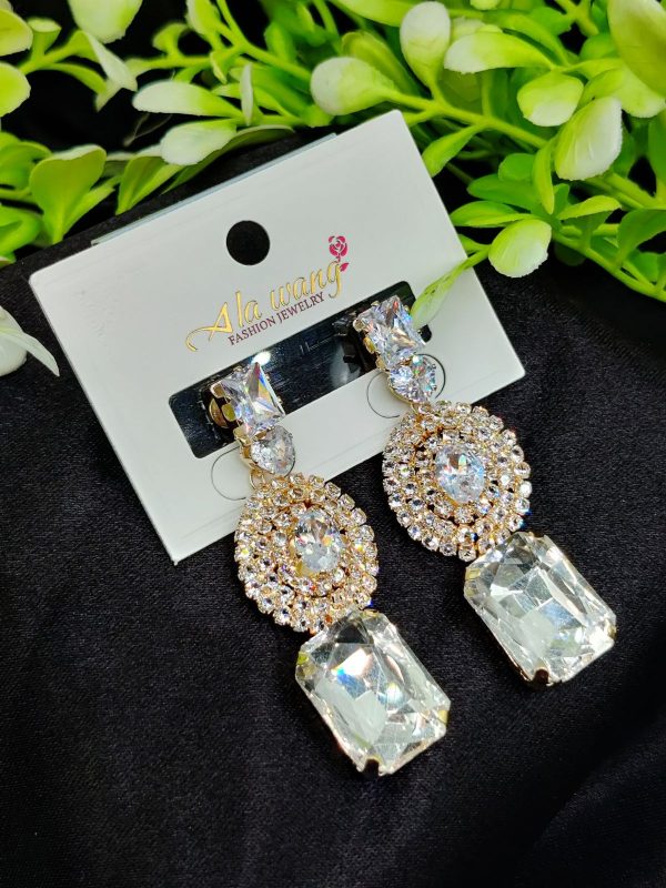 Imported Radiant Elegance Crystal Drop Earrings | Artificial Earrings For Girls & Women