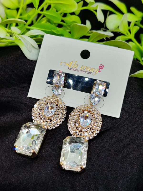 Imported Radiant Elegance Crystal Drop Earrings | Artificial Earrings For Girls & Women