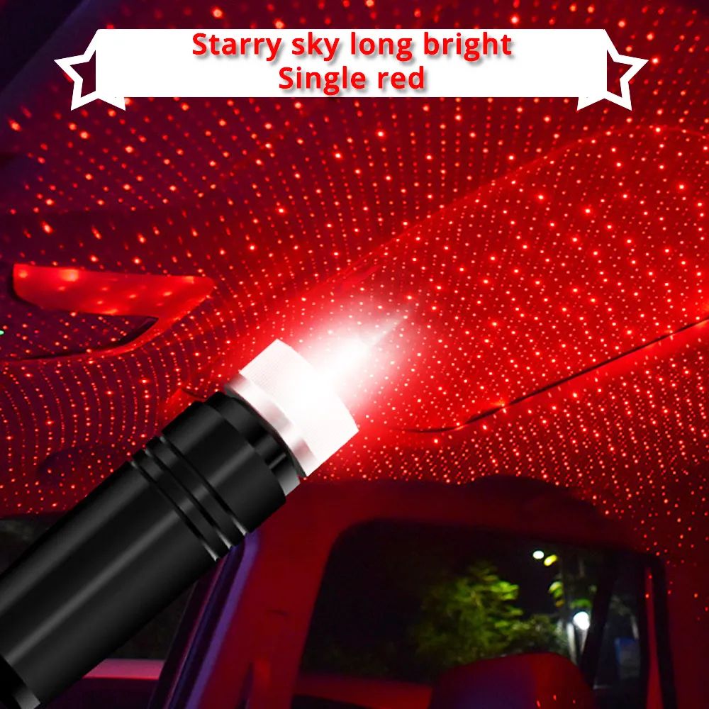 Romantic LED Car Roof Star Night Light Projector Atmosphere Galaxy Lamp USB Decorative Lamp Adjustable Auto Interior Decor Light